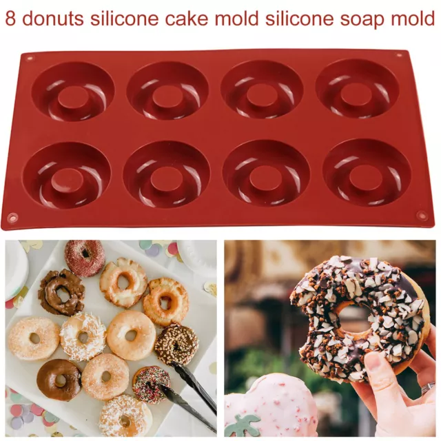 Donut Mold 8 Slots Silicone Non-Stick Silicone Doughnut Pan Heat Resistant scj