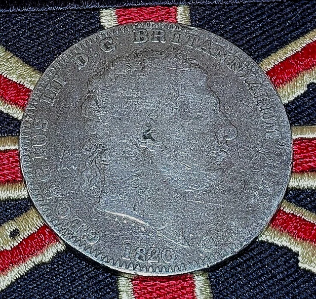 1820 SOLID SILVER Antique Crown Coin Vintage Over 200 Years Old