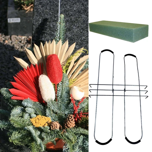 Tombstone Hugger Flower Saddle with Floral Foam for Cemetery Outdoor Garden