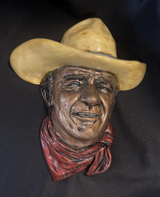 Vintage rare ￼Hard To ￼Find Chalk ware ?John Wayne Head Cowboy Hanging Wall Bust
