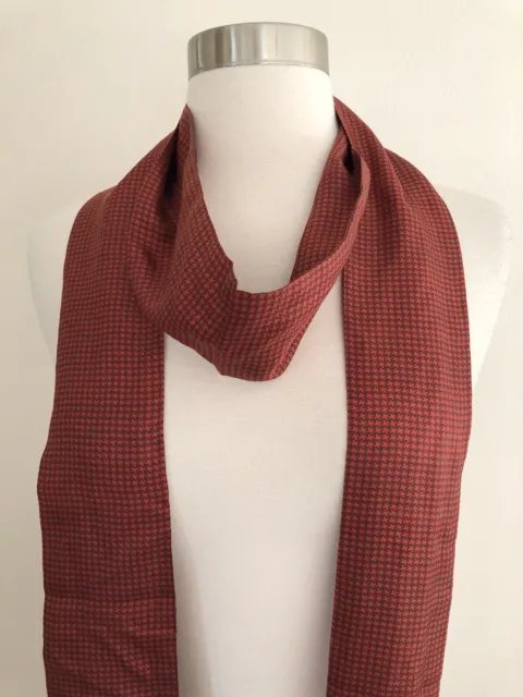 Eileen Fisher Lacquer/Reds Houndstooth Silk Skinny Scarf O/S Nwt