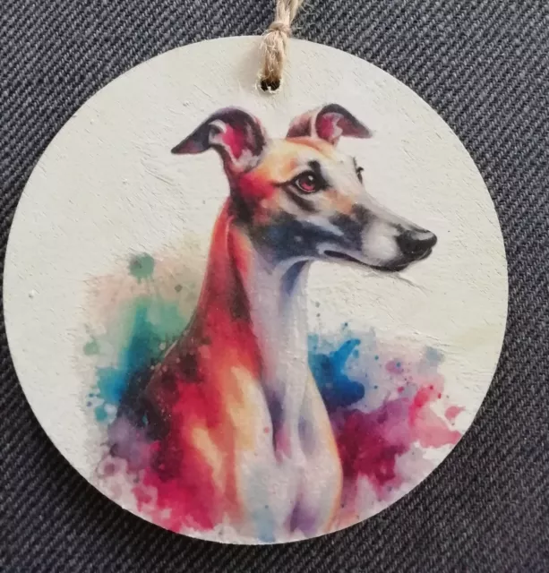 Handmade Wooden Hanging Decoration.  Dog/Greyhound/Whippet