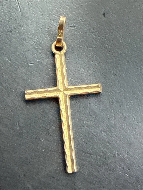 Pendentif Médaille Ancien Plaqué Or Art Déco - Motif Croix Et éléphant - Breloque Vintage - Occasion