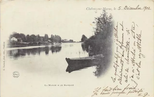 CPA 51 CHALONS SUR MARNE LA MARNE ET LE BARRAGE (dos non divisé)