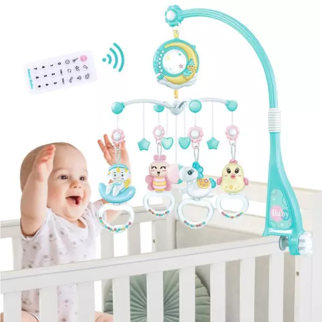 Baby Musical Crib Bed Bell Cot Mobile Stars Dreams Light Nusery Lullaby Toy