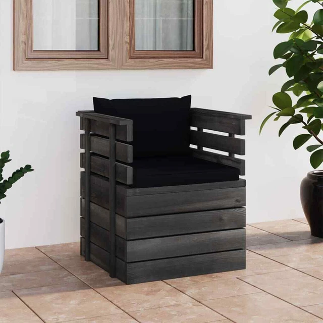 vidaXL Fauteuil de jardin avec coussins Bois de pin 08 OBF