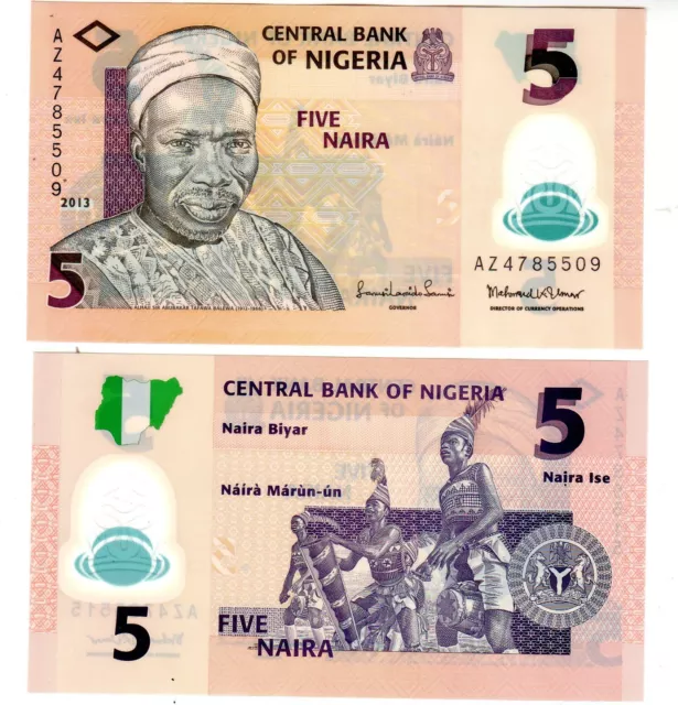 NIGERIA BILLET 5 Naira 2013  P38 POLYMER NOUVEAU UNC NEUF