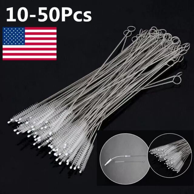 50Pcs Straw Cleaner Cleaning Small Brush For Drinking Pipe Baby Milk Bottles USA