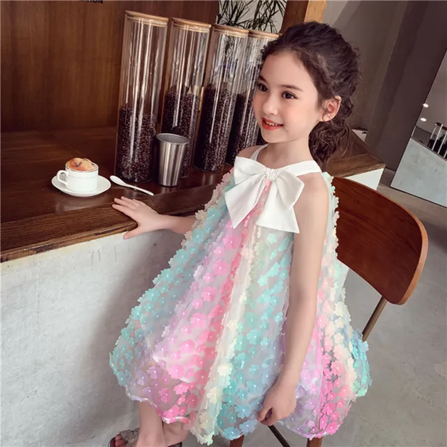 Suspenders Baby Kids Clothes Girl Rainbow Toddler Beach Summer Dress Floral