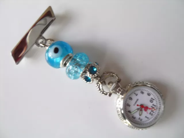 Pretty Nurses Fobwatch also for Care workers, Beauticians & Vets EVIL EYE £7.99