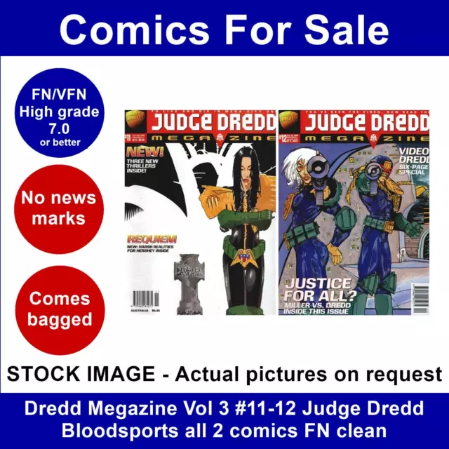 Dredd Megazine Vol 3 #11-12 Judge Dredd Bloodsports all 2 comics FN clean