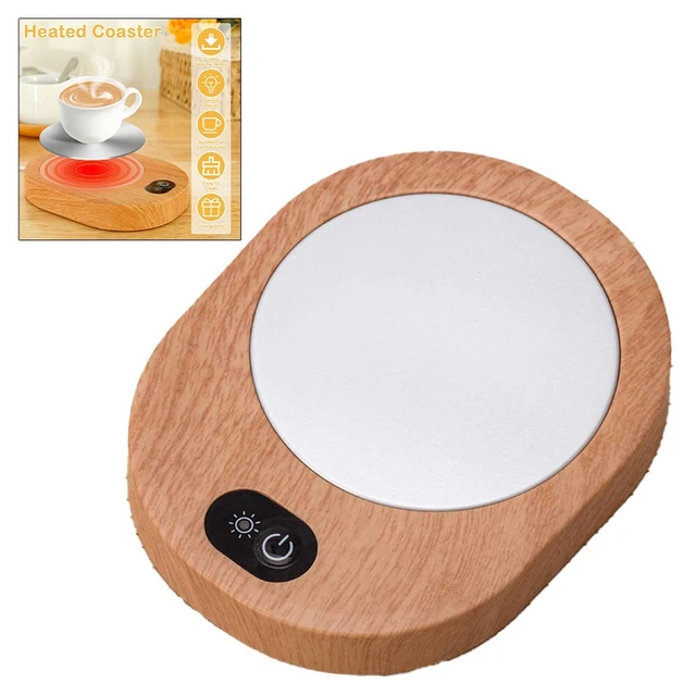 Chauffe-Tasse Bureau 24W - 3 Températures, Arrêt Auto 4h, Design Bois, Garde Café/Thé Chaud