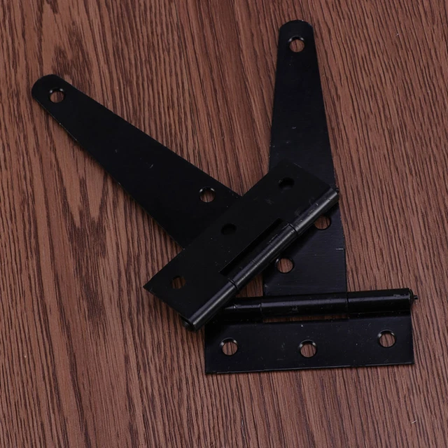 2 Pcs Heavy Duty Gate Hinges Wrought Hardware T-hinge Black Door
