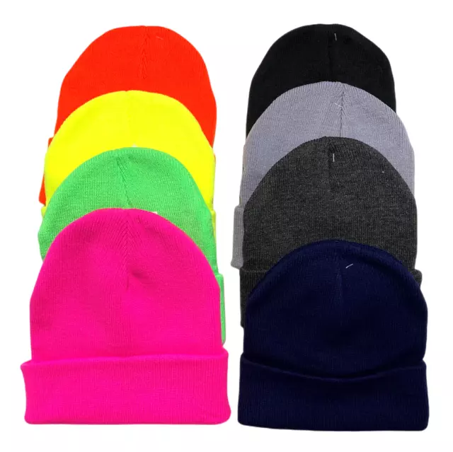 Unisex Men Women Winter Soft Warm Knit Beanie Cap Outdoor Ski Hat Plain Colours