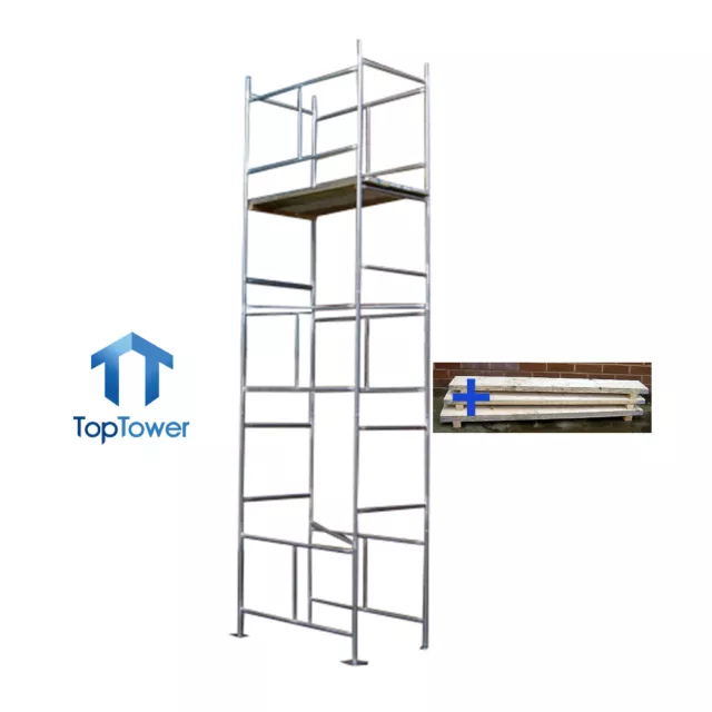 Scaffold Tower + Boards 5.5m - 4 x 2ft 6in x 18ft Work Ht DIY Galvanised Steel