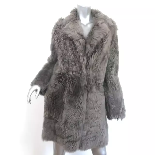 Yves Salomon Curly Lamb Shearling Belted Coat Gray Size 36 2