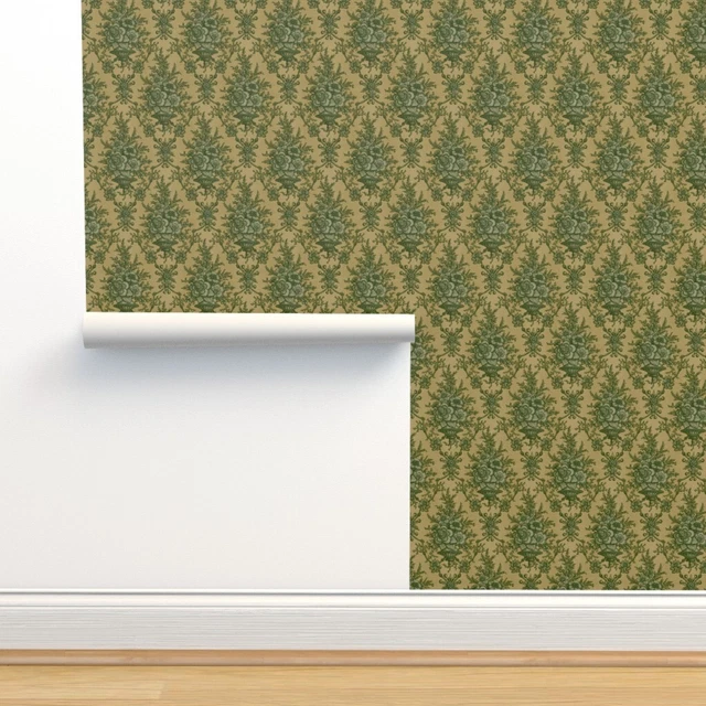 Removable Water-Activated Wallpaper Floral Victorian Art Deco Damask Renaissance