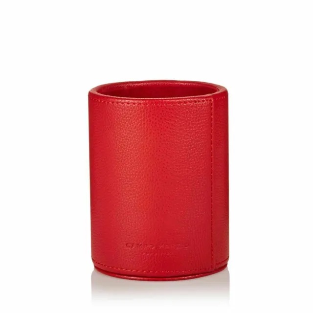 Campo Marzio Pencil Holder Cherry Red Pebbled Leather Desk Business Office NWT