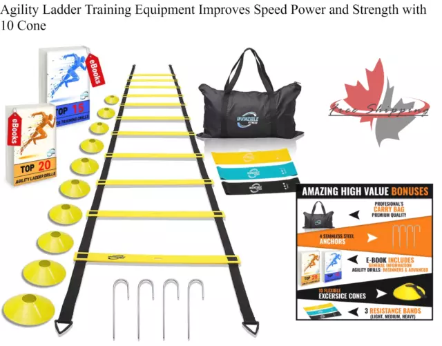 Agility Ladder Training Equipment Improves Speed Power and Strength with 10 Cone