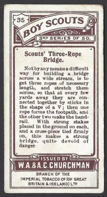 Churchman - Boy Scouts, 3Rd Series (Brown) - #35 Scout's Three Rope Bridge 2