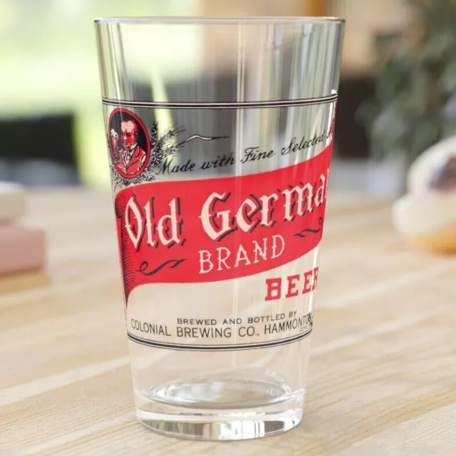 Old German Brand Beer, Hammonton NJ, Colonial Brewing, Retro Pint Bar Pub Glass
