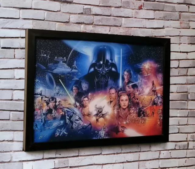 Darth Vader Star Wars Art Deco Picture Framed NEW Size A4 Wall Hanging