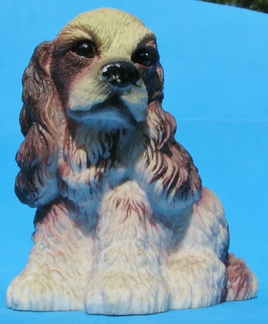 Vtg 1999 Sitting Cocker Spaniel Puppy Dog Brown & Cream Figurine Polystone Resin