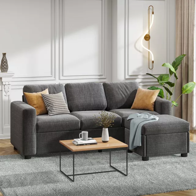 Ecksofa mit Schlaffunktion und Bettkasten Wohnzimmer Sofa Couch 3 Sitzer L-Form