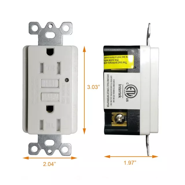 15AMP GFCI Outlet Receptacle Tamper Resistant   ETL Listed, White GFI TR  GFCI 2