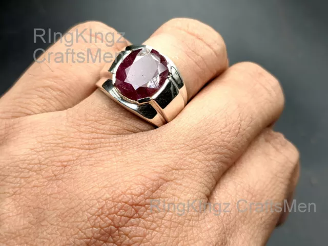 Natural Ruby Mens Ring Size 9 Handmade 925 Sterling Silver Original Gemstone