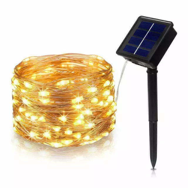 LED Solar Schnur Lichter Wasserdicht Kupferdraht Fee Weihnachten Garten Outdoor