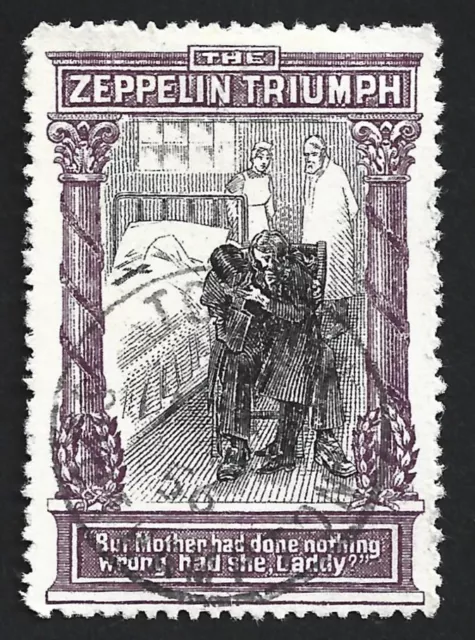 (AOP) GB WW1 ZEPPELIN TRIUMPH propaganda stamp used