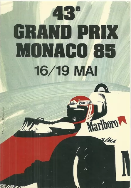 Rare / Carte Postale - Formule 1 Grand Prix De Monaco F1 1985 Marlboro Postcard