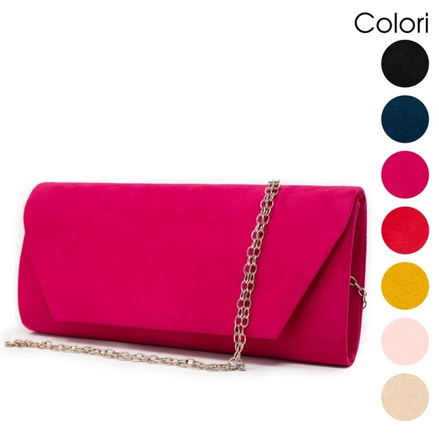 Pochette Elegante Scamosciata Donna Emila - Borsa Clutch Per Cerimonia E Sera