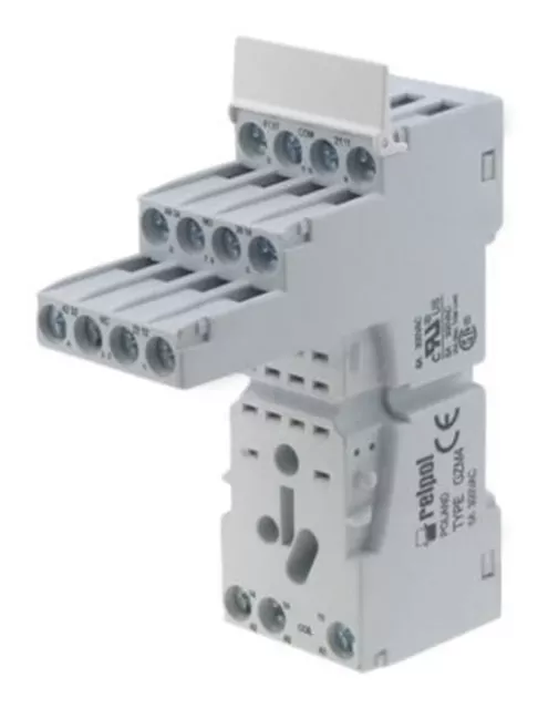 1 x 1 x Relpol 2 Pin Relay Socket, DIN Rail for use with R2N Relay