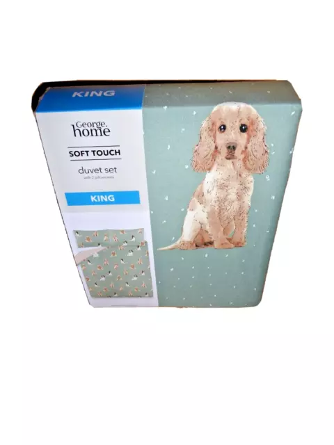 CUTE SPANIELS KING SIZE DOGS SOFT TOUCH Reversible Duvet Cover Bedding set NEW