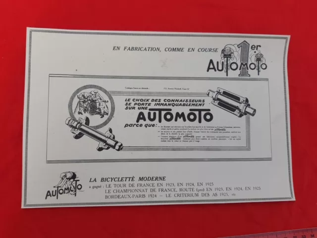 Pub Publicité Ancienne Original ADVERTISING 3A AUTO AUTO MOTO 1ER LA BICYCLETTE