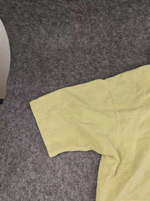 BUGATCHI UOMO MENS Button Down Shirt Pocket Short Sleeve Yellow Striped ...