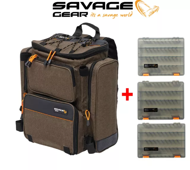 SAVAGE GEAR SPECIALIST Rucksack Lure Bag + 3 Tackle Boxes For Pike Perch  Lures £75.99 - PicClick UK