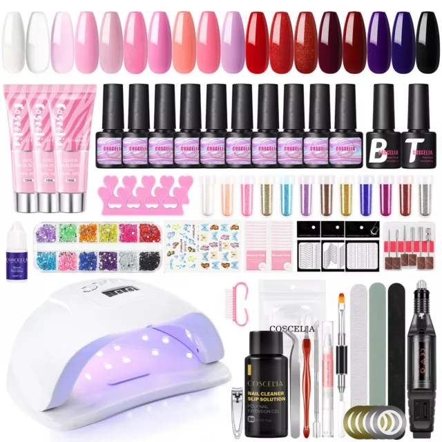 15Farben Gel Nagellack Set mit Nagellampe Bohrer 3pc Poly Gel Maniküre Werkzeuge