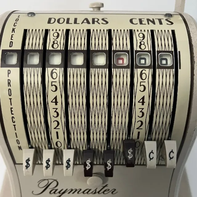 Paymaster Ribbon Check Writer 8000 Series With Key Vintage F.O.B. Chicago ELEC