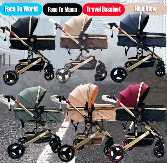 Newborn Baby Pram Travel System Buggy Fold Stroller Shock Absorbers Push Chair