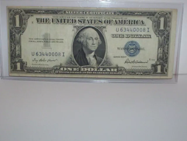 US $1.00 1935 F Silver Certificate Dollar (UNGRADED) Rare, OOP, HTF & No Reserve