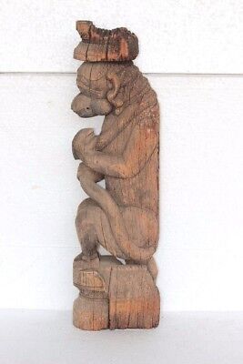 Wooden Monkey Statue Old Vintage Carved Indian Antique Home Decor R-67
