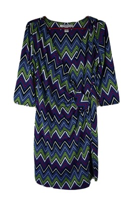 AA Studio AA Size 10 Zig Zag Print Polyester/Spandex Knit Faux Wrap Dress
