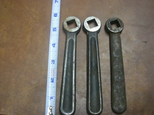 3 Vintage Antique Acetylene 1/2" Square Hole Cylinder Wrench Welding Tool Lot