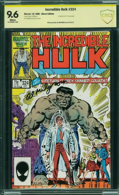 Incredible Hulk 324 Cbcs 9.6 Wp Signed By Al Milgrom Return Of The Grey Hulk A3