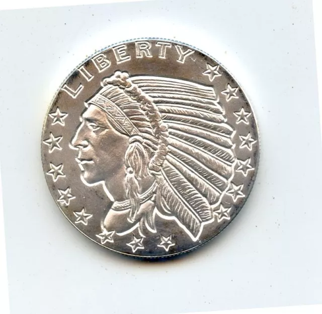 Native American Chief 1 Troy OZ. .999 Fine Silver Round Nice BU