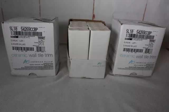Gloss White 2 x 6 in Subway Ceramic Tile Trim Edge  American Olean 90 Pieces