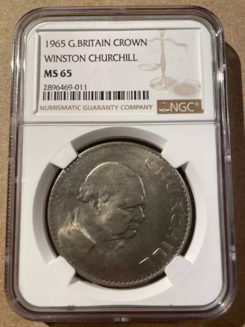 1965 GREAT BRITAIN WINSTON CHURCHILL ONE CROWN NGC MS 65 - 17 In Higher Grades!